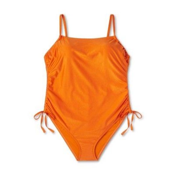 Women's Metallic Side-Ruched High Leg Cheeky One Piece Swimsuit - Fe Noel O - Picture 5 of 5